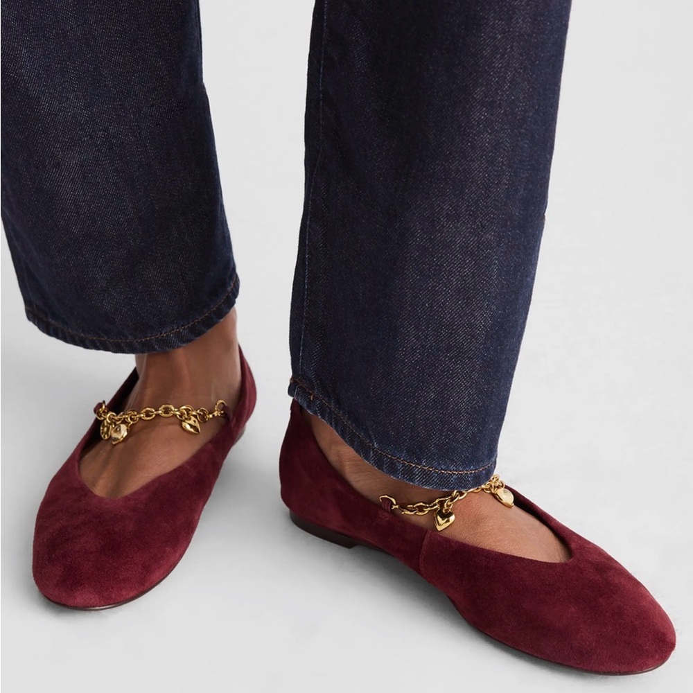 Madewell Suede Ballet Flats with Chain Detail